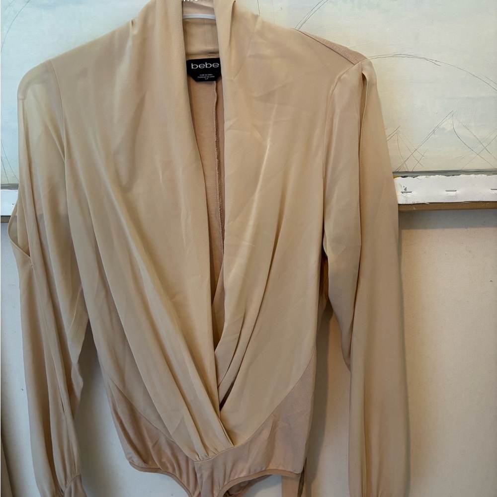 Bebe Tan Draped Bodysuit